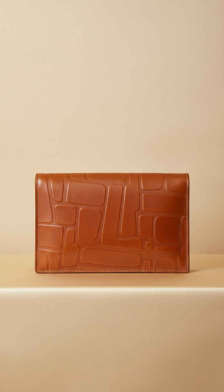 Clutch aus italienischem Leder mit Prägung