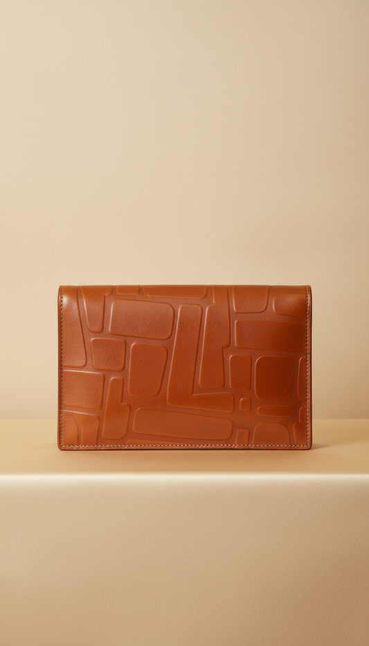 Clutch aus italienischem Leder mit Prägung